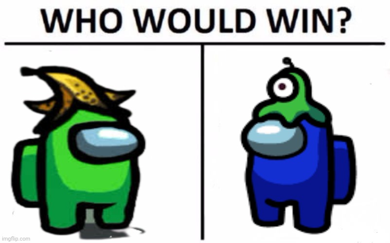 Battle of the century | image tagged in blue,vs,green,crewmate,face off,who would win | made w/ Imgflip meme maker
