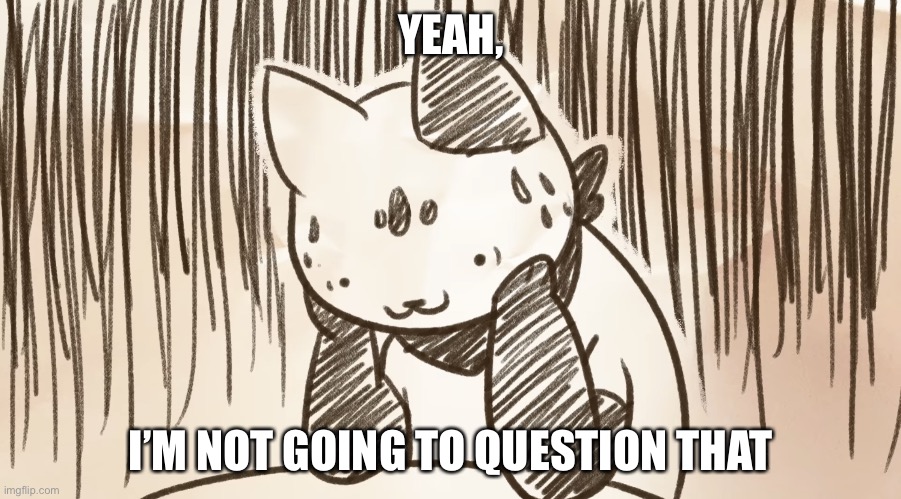 Chipflake questioning life | YEAH, I’M NOT GOING TO QUESTION THAT | image tagged in chipflake questioning life | made w/ Imgflip meme maker