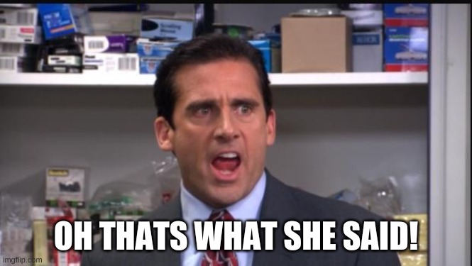 That's what she said the office Michael Scott | OH THATS WHAT SHE SAID! | image tagged in that's what she said the office michael scott | made w/ Imgflip meme maker