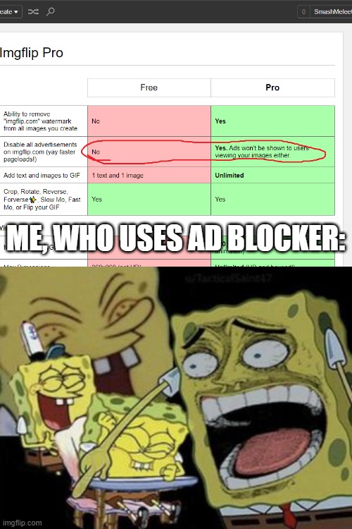 Yes |  ME, WHO USES AD BLOCKER: | image tagged in blank white template | made w/ Imgflip meme maker