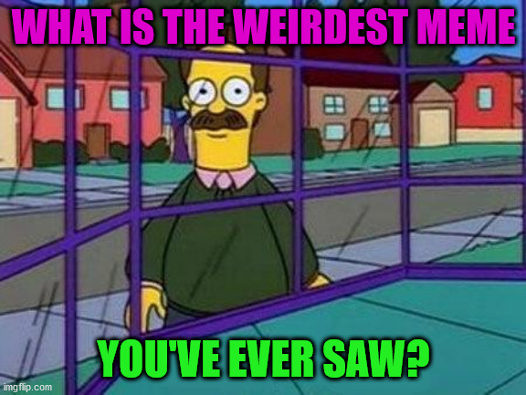 There's a lot of weird ones out there | WHAT IS THE WEIRDEST MEME; YOU'VE EVER SAW? | image tagged in creepy flanders | made w/ Imgflip meme maker