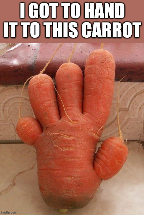 I GOT TO HAND IT TO THIS CARROT | image tagged in eye roll | made w/ Imgflip meme maker