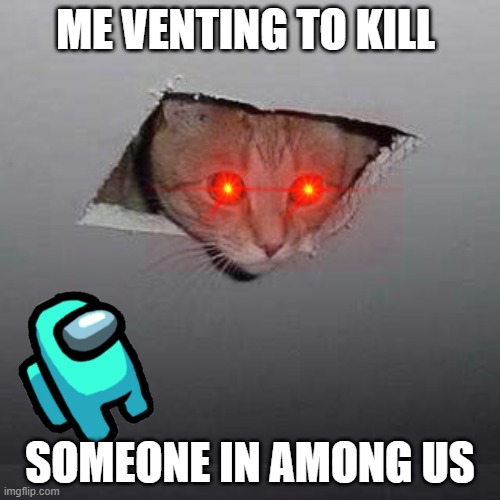 Ceiling Cat | ME VENTING TO KILL; SOMEONE IN AMONG US | image tagged in memes,ceiling cat | made w/ Imgflip meme maker
