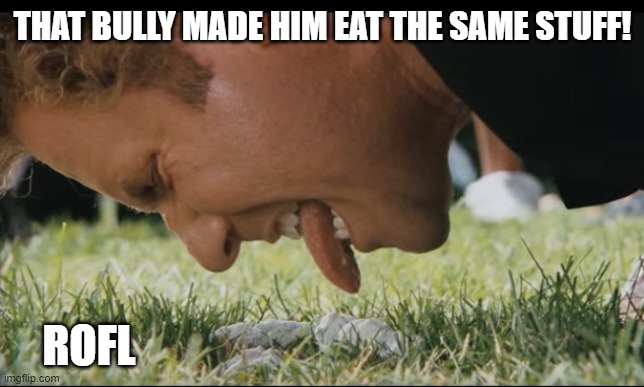 THAT BULLY MADE HIM EAT THE SAME STUFF! ROFL | made w/ Imgflip meme maker