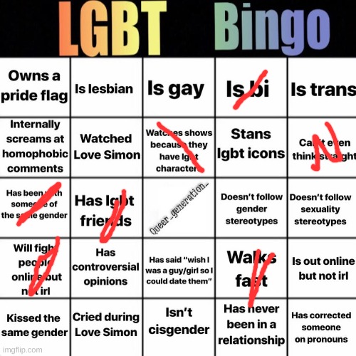 LGBTQ bingo | image tagged in lgbtq bingo | made w/ Imgflip meme maker