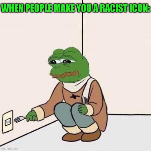 I would like to complain to those people: WHY WOULD YOU DO THAT MEMES ARE SUPPOSED TO BE FOR EVERYONE ANDSVDL:S:KVOHLD JBSKLEKJH | WHEN PEOPLE MAKE YOU A RACIST ICON: | image tagged in sad pepe suicide | made w/ Imgflip meme maker