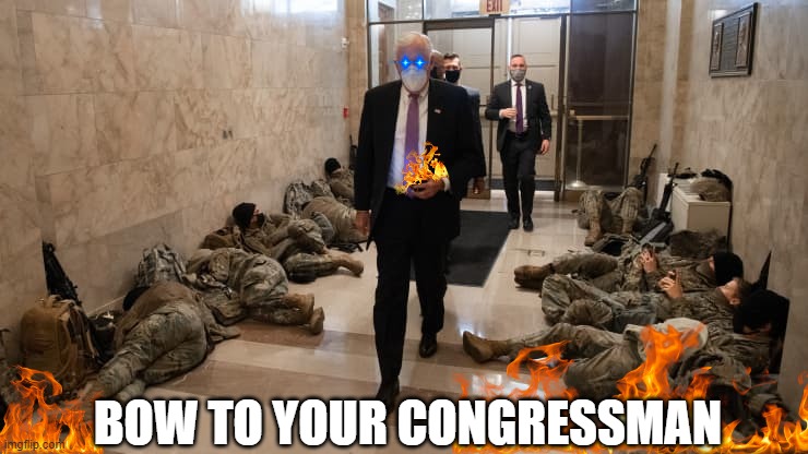 Power gets to their head |  BOW TO YOUR CONGRESSMAN | image tagged in national guard protects congress | made w/ Imgflip meme maker