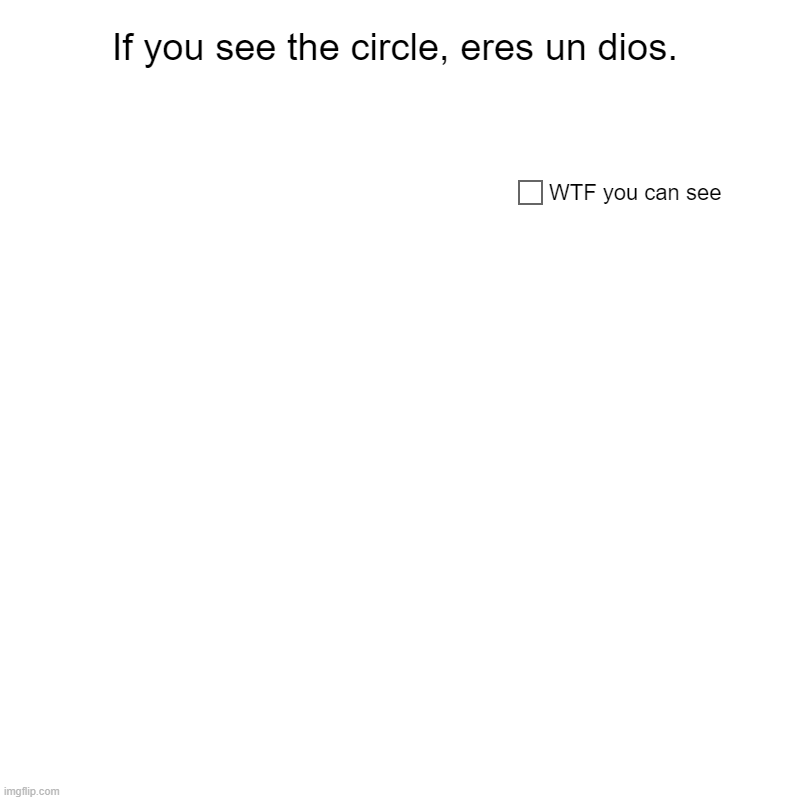 WTF i can't see | If you see the circle, eres un dios. | WTF you can see | image tagged in charts,pie charts | made w/ Imgflip chart maker