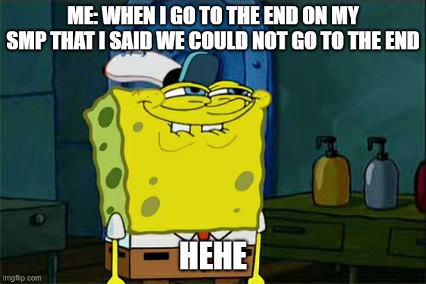 Don't You Squidward Meme | ME: WHEN I GO TO THE END ON MY SMP THAT I SAID WE COULD NOT GO TO THE END; HEHE | image tagged in memes,don't you squidward | made w/ Imgflip meme maker