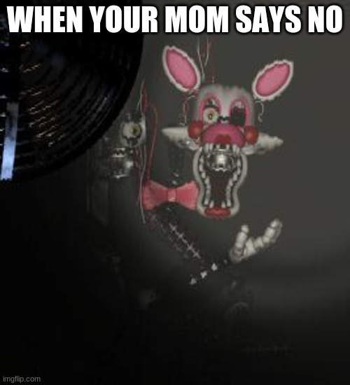 mangle meme | WHEN YOUR MOM SAYS NO | image tagged in mangle | made w/ Imgflip meme maker
