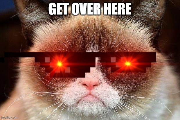 GET OVERE HERE | GET OVER HERE | image tagged in funny cats | made w/ Imgflip meme maker