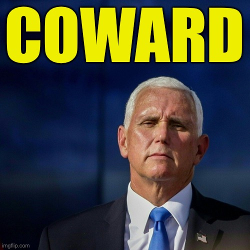 Mike pence coward | COWARD | image tagged in mike pence,trump | made w/ Imgflip meme maker