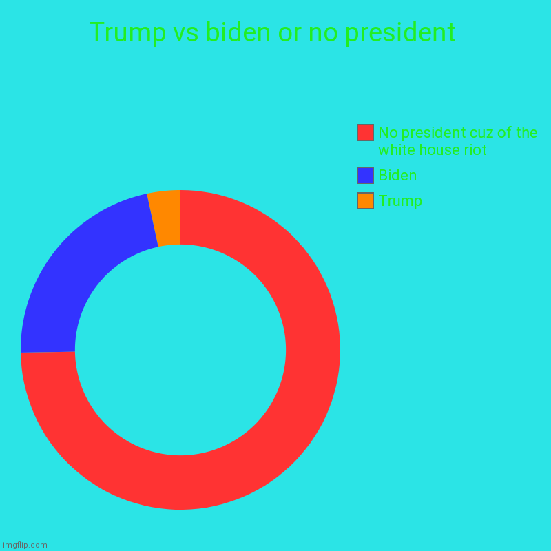 Trump vs biden or no president | Trump, Biden, No president cuz of the white house riot | image tagged in charts,donut charts,trump vs biden,white house riot,why did i make this | made w/ Imgflip chart maker