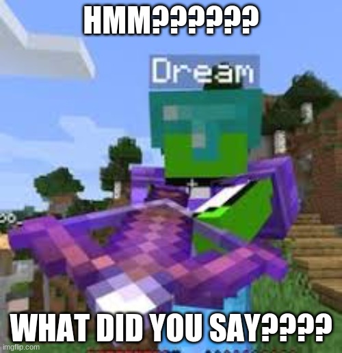 ha hm | HMM?????? WHAT DID YOU SAY???? | image tagged in dream | made w/ Imgflip meme maker