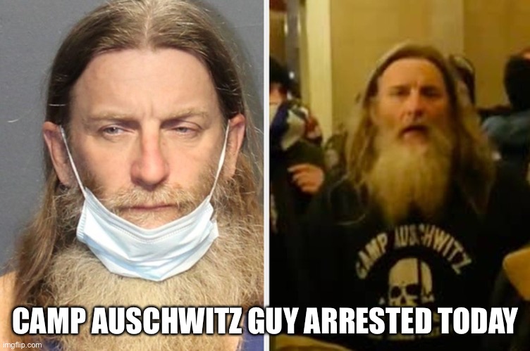 Another one bites the dust | CAMP AUSCHWITZ GUY ARRESTED TODAY | image tagged in camp auschwitz | made w/ Imgflip meme maker
