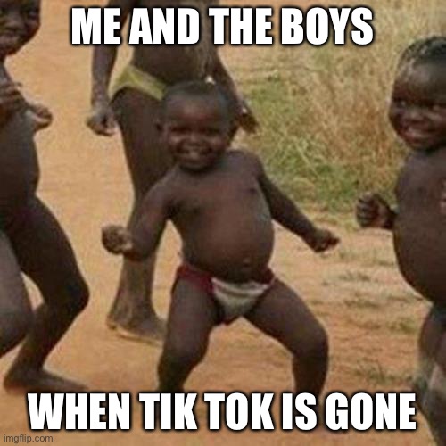 True | ME AND THE BOYS; WHEN TIK TOK IS GONE | image tagged in memes,third world success kid | made w/ Imgflip meme maker