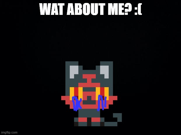 Black background | WAT ABOUT ME? :( | image tagged in black background | made w/ Imgflip meme maker