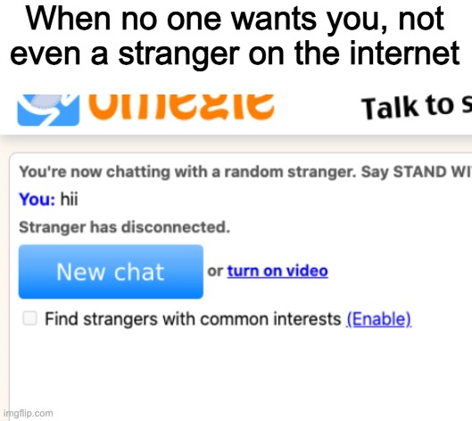 I'm lonely... | When no one wants you, not even a stranger on the internet | image tagged in blank white template | made w/ Imgflip meme maker