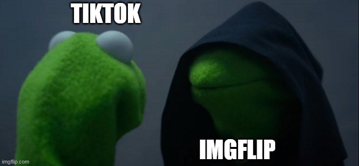 ImgFlip hates TikTok | TIKTOK; IMGFLIP | image tagged in memes,evil kermit,tiktok,imgflip | made w/ Imgflip meme maker