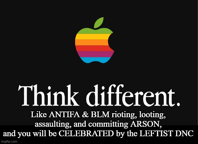 different | Like ANTIFA & BLM rioting, looting, assaulting, and committing ARSON, and you will be CELEBRATED by the LEFTIST DNC | image tagged in different | made w/ Imgflip meme maker