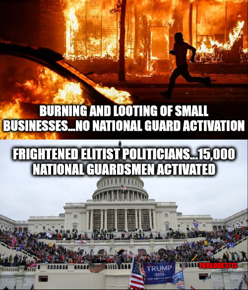 Absolutely no support or help for Small business owners.  But for Elitist Politicians, they call in an Army? | BURNING AND LOOTING OF SMALL BUSINESSES...NO NATIONAL GUARD ACTIVATION; FRIGHTENED ELITIST POLITICIANS...15,000 NATIONAL GUARDSMEN ACTIVATED; PARADOX3713 | image tagged in memes,politics,antifa,black lives matter,civil war,democrats | made w/ Imgflip meme maker
