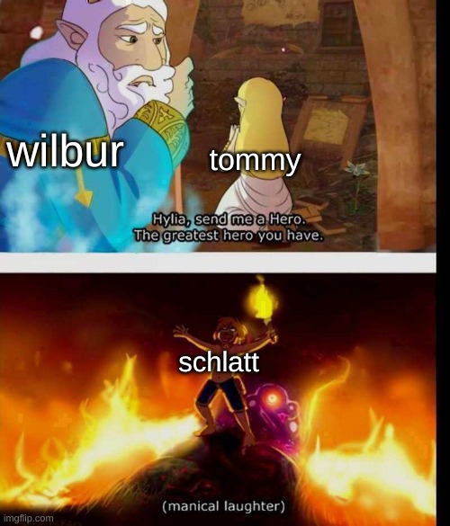 laughing link | wilbur; tommy; schlatt | image tagged in laughing link | made w/ Imgflip meme maker