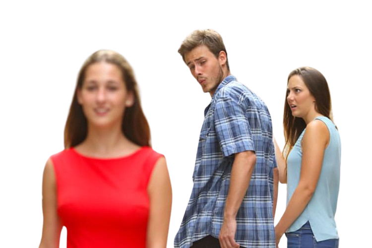High Quality Distracted Boyfriend (Transparent) Blank Meme Template