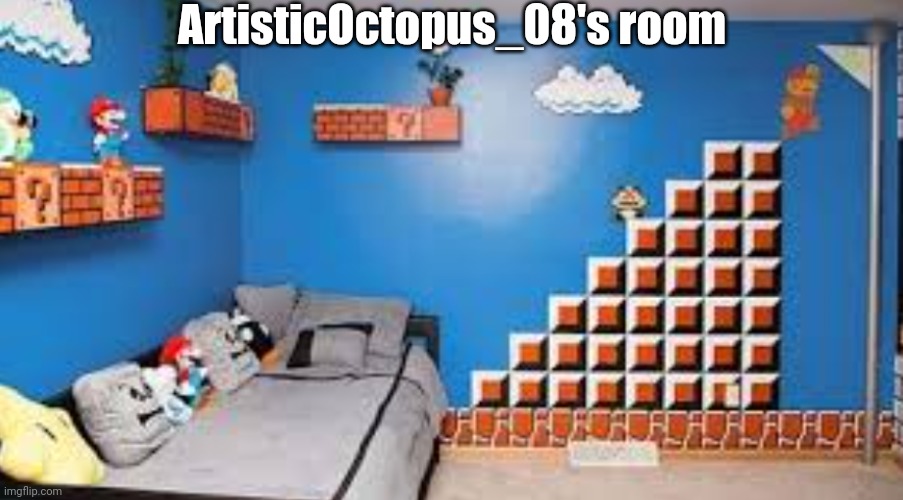 Retro Nintendo themed hotel room | ArtisticOctopus_08's room | image tagged in retro nintendo themed hotel room | made w/ Imgflip meme maker