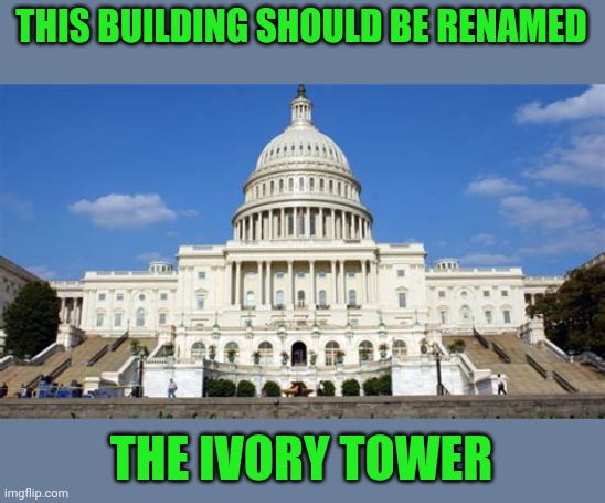 Congress is out of touch with reality and the practical matters of life | THIS BUILDING SHOULD BE RENAMED; THE IVORY TOWER | image tagged in politics,theivorytower | made w/ Imgflip meme maker