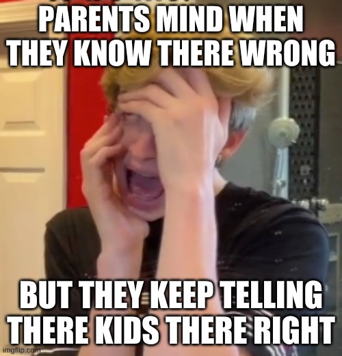 Its sooooo true tho | PARENTS MIND WHEN THEY KNOW THERE WRONG; BUT THEY KEEP TELLING THERE KIDS THERE RIGHT | image tagged in parenting | made w/ Imgflip meme maker