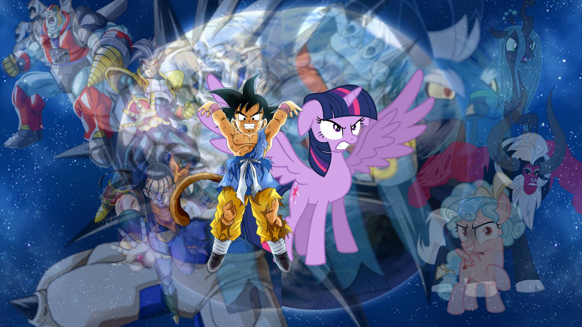 Kid Goku and Twilight Sparkle Team Up (Action Heroes) Blank Meme Template