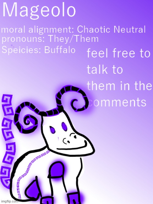 Mageolo, The mage buffalo who aren't as strong as they may look | image tagged in oc | made w/ Imgflip meme maker