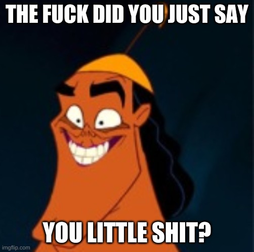 Cursed Kronk | THE FUCK DID YOU JUST SAY YOU LITTLE SHIT? | image tagged in cursed kronk | made w/ Imgflip meme maker