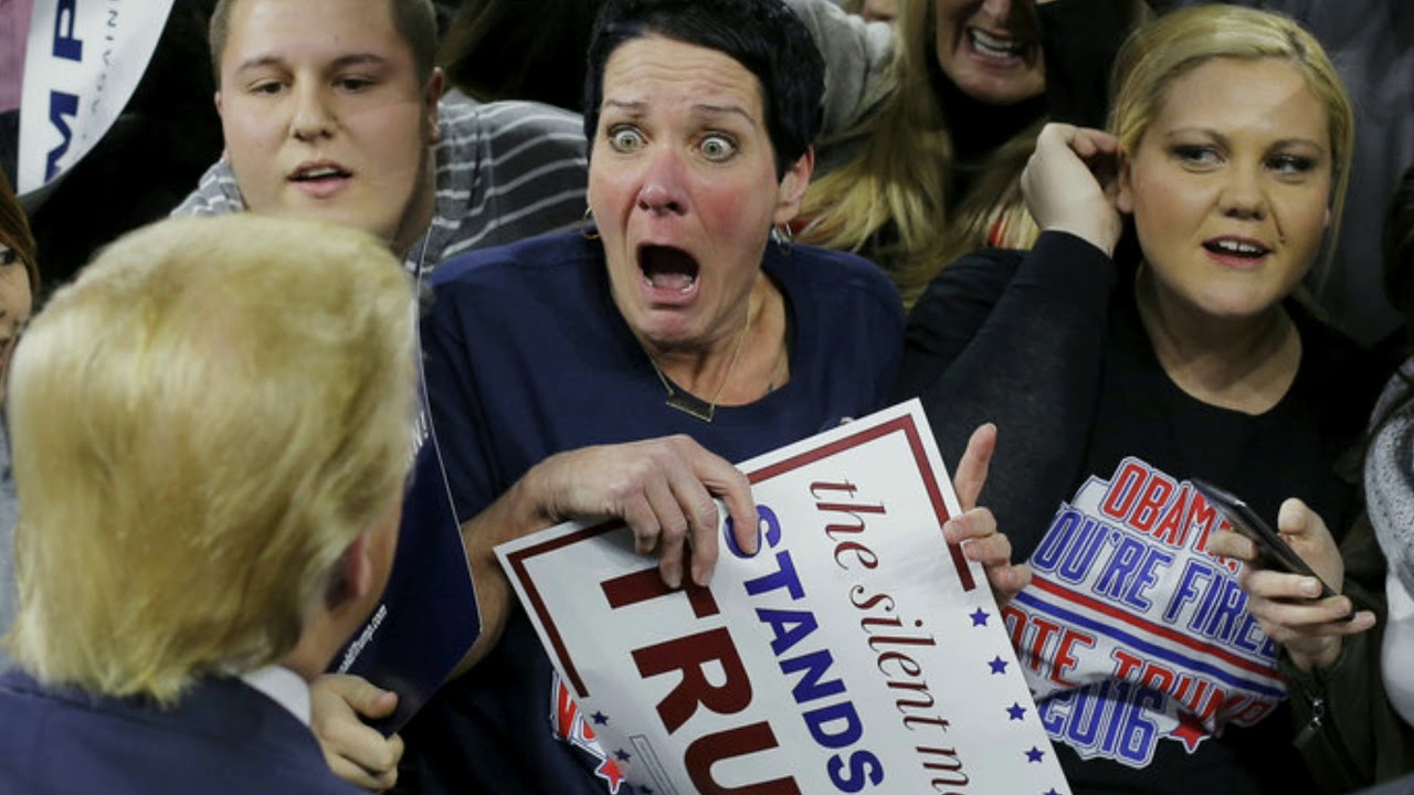 Woman spazzes at tRump Blank Meme Template