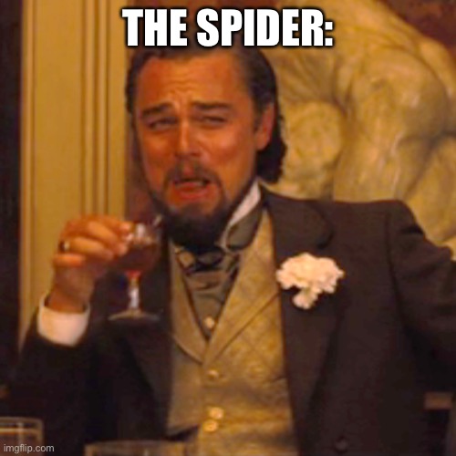 Laughing Leo Meme | THE SPIDER: | image tagged in memes,laughing leo | made w/ Imgflip meme maker
