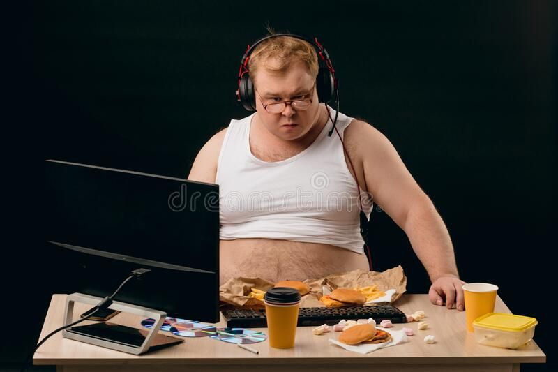 Fat Man Computer Blank Meme Template