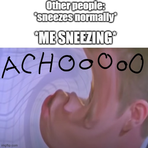 ACHOoOoOoOo | Other people: *sneezes normally*; *ME SNEEZING* | image tagged in memes,rick astley | made w/ Imgflip meme maker