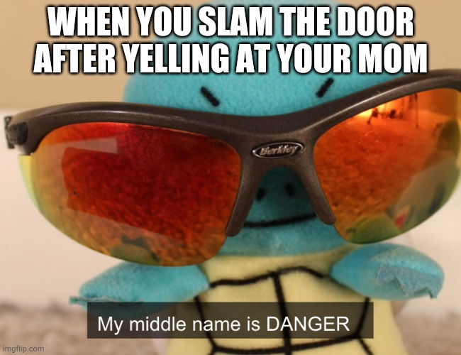 my middle name is danger | WHEN YOU SLAM THE DOOR AFTER YELLING AT YOUR MOM | image tagged in my middle name is danger | made w/ Imgflip meme maker