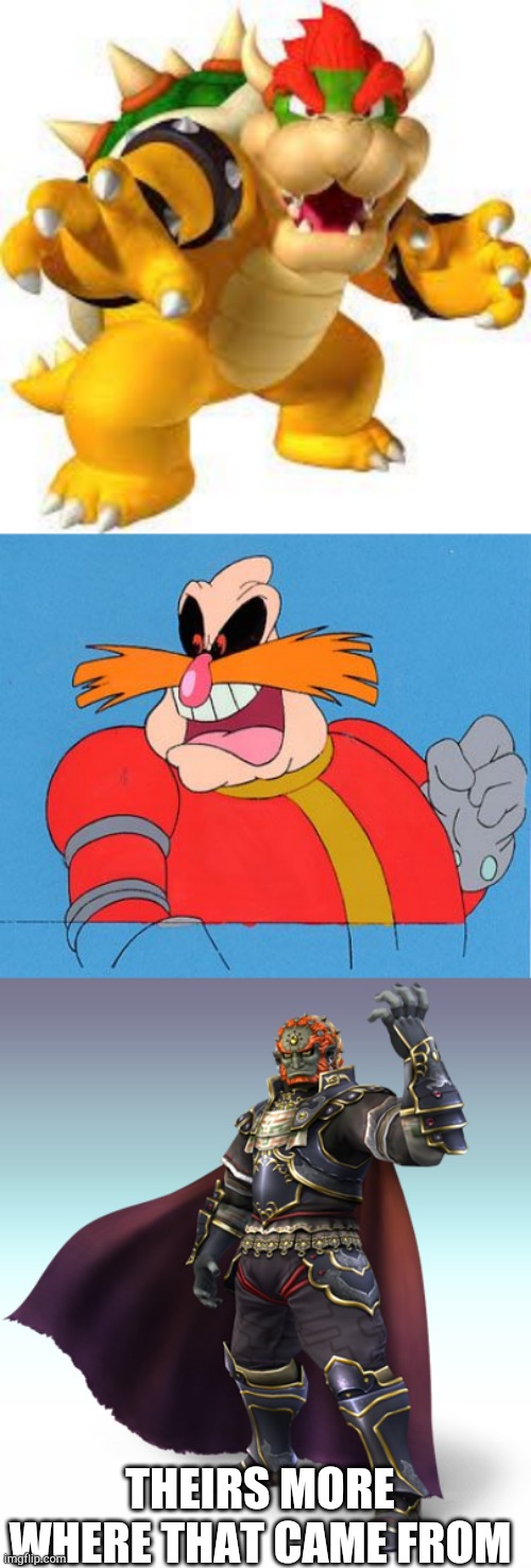 THEIRS MORE WHERE THAT CAME FROM | image tagged in bowser,dr robotnik,ganondorf | made w/ Imgflip meme maker