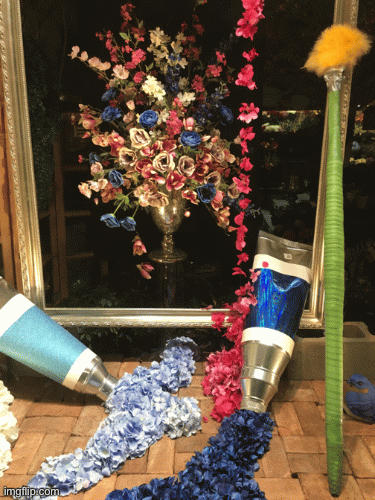 Painting Florals with Toothpaste | image tagged in gifs,fashion,window design,saks fifth avenue,tryforos flower shop,brian einersen | made w/ Imgflip images-to-gif maker