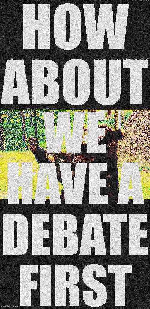 How about we have a debate first deep-fried | image tagged in how about we have a debate first deep-fried | made w/ Imgflip meme maker