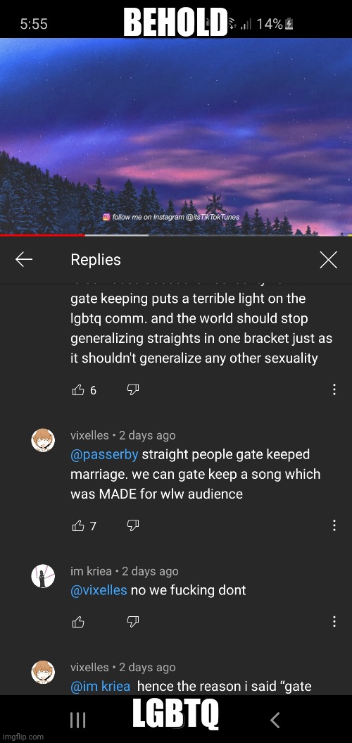 Lgbtq | BEHOLD; LGBTQ | image tagged in youtube comments | made w/ Imgflip meme maker