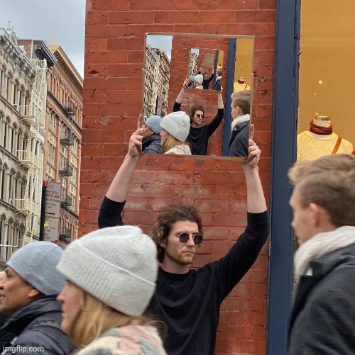 Let me present to u! This is a guy holding a guy holding a guy holding cardboard sign! | image tagged in memes,guy holding cardboard sign,loop | made w/ Imgflip meme maker