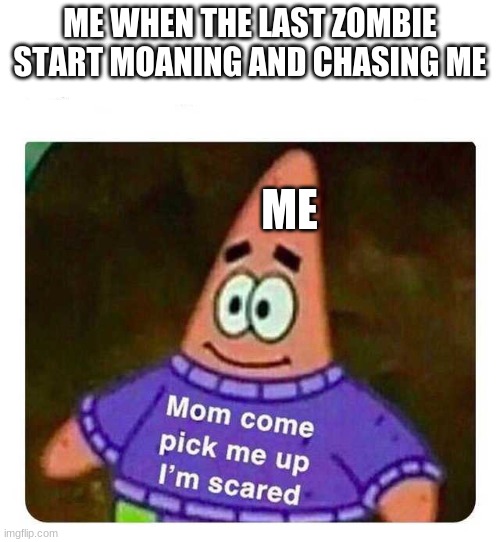 Mommy Come Pick Me Up I'm Scared | ME WHEN THE LAST ZOMBIE START MOANING AND CHASING ME; ME | image tagged in mommy come pick me up i'm scared | made w/ Imgflip meme maker