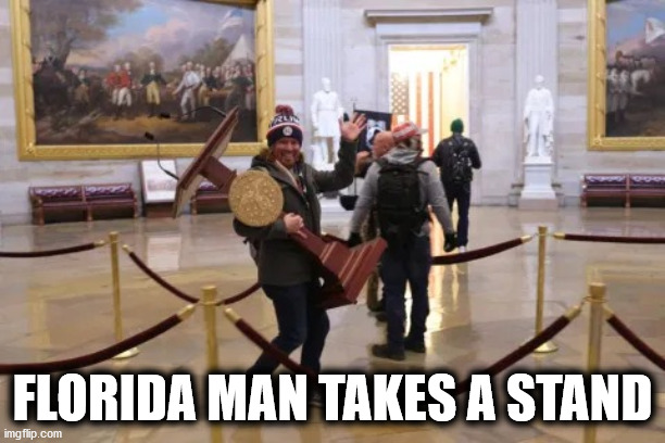 Florida Man Takes A Stand |  FLORIDA MAN TAKES A STAND | image tagged in florida man,capitol hill,peacefull protest,trump,pelosi | made w/ Imgflip meme maker