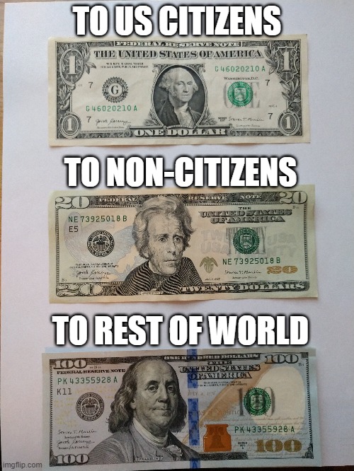 Stimulus Package | TO US CITIZENS; TO NON-CITIZENS; TO REST OF WORLD | image tagged in america,congress,what | made w/ Imgflip meme maker