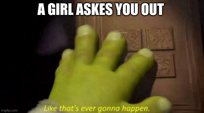 Like that's ever gonna happen. | A GIRL ASKES YOU OUT | image tagged in like that's ever gonna happen | made w/ Imgflip meme maker
