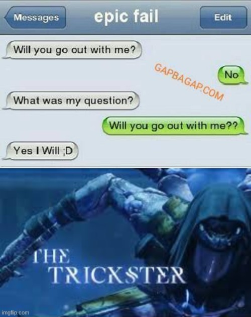 Ah yes the trickster... | image tagged in text,the trickster | made w/ Imgflip meme maker