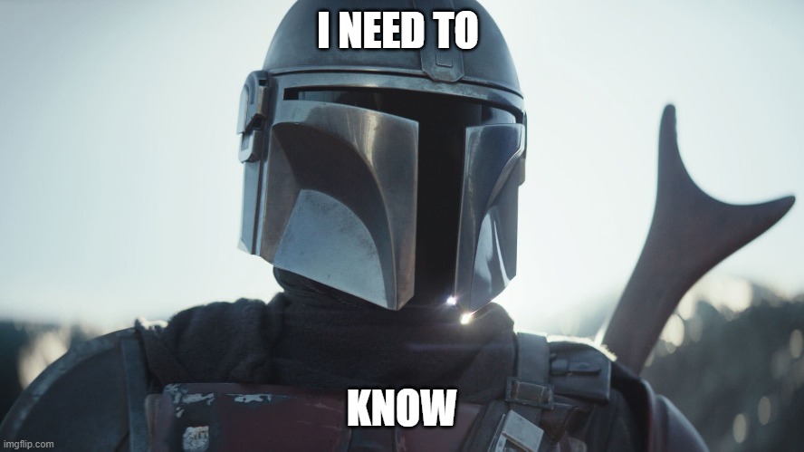 The Mandalorian. | I NEED TO KNOW | image tagged in the mandalorian | made w/ Imgflip meme maker