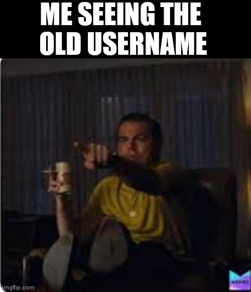 Guy pointing at TV | ME SEEING THE 
OLD USERNAME | image tagged in guy pointing at tv | made w/ Imgflip meme maker